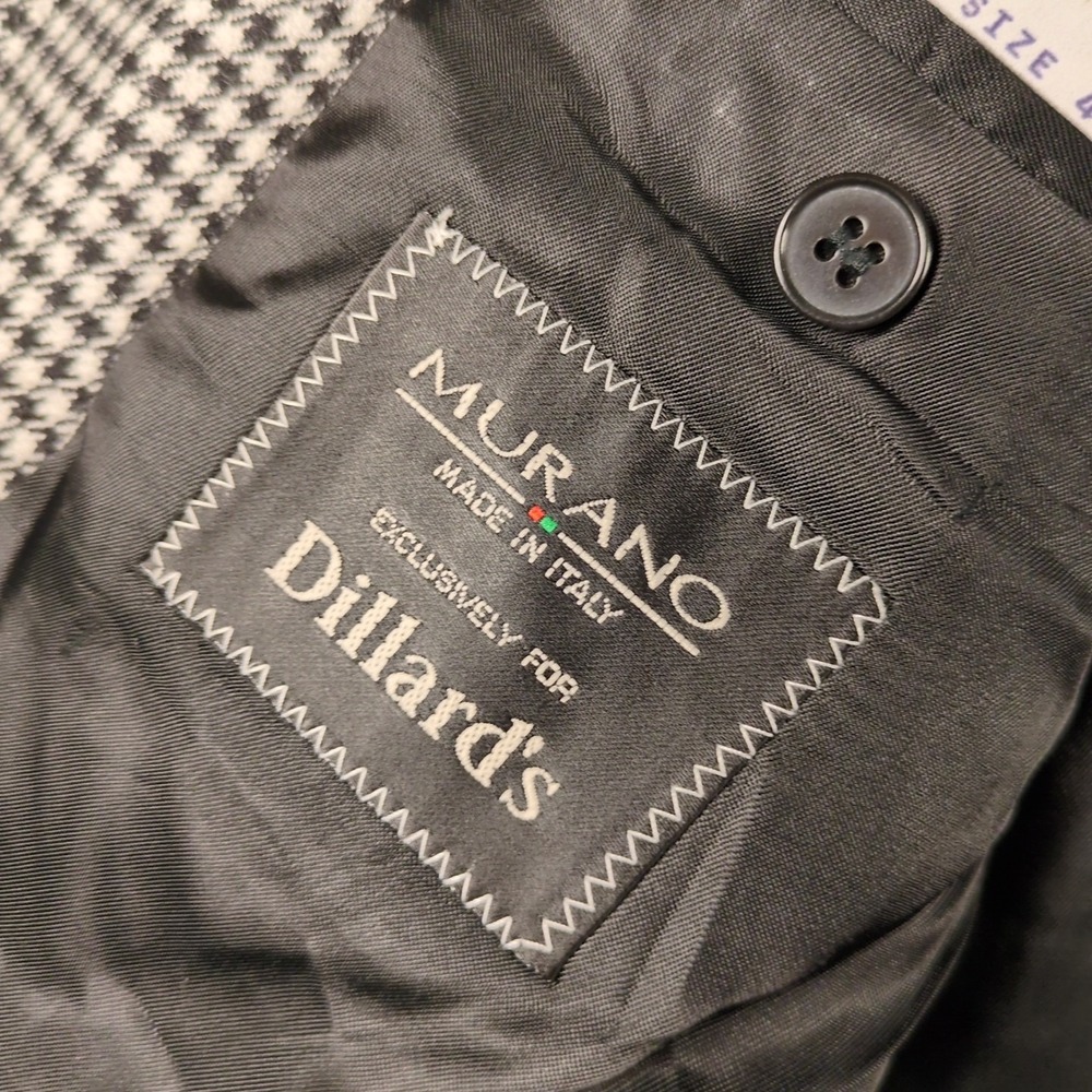 Murano Sport Coat 46 LONG Houndstooth Wool Cashmere 3 Button Jacket Italian Made - Picture 5 of 8